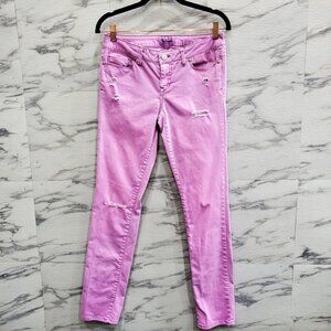 Aeropostale Jeans Womens Size 3/4 Pink Bayla Distressed Stretch Comfort